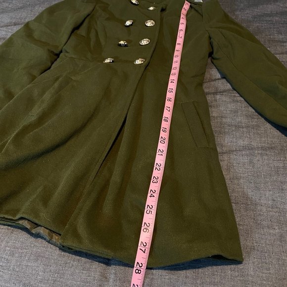 Women's Olive Wool Coat - Picture 7 of 8